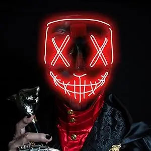 Poptrend LED Halloween Mask – Light-Up Scary Mask for Ghost Hunting & Horror Enthusiasts