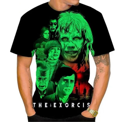 The Exorcist Horror 3D Print T-Shirt – Unisex Streetwear Tee for Men, Women & Kids | Gothic Ghost Hunting Fashion