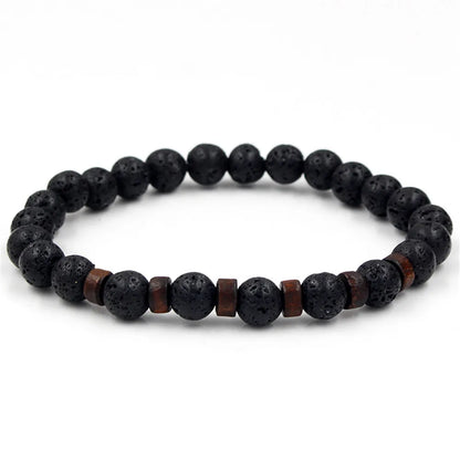 Natural Volcanic Lava Stone Chakra Bracelet – Healing Beads with Tiger Eye & Lapis Lazuli