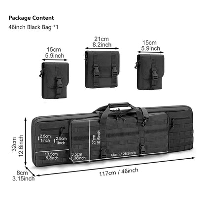 Waterproof Tactical Rifle Case Backpack – 42/46 Inch Carbine Airsoft Hunting Gun Bag with Shoulder Straps
