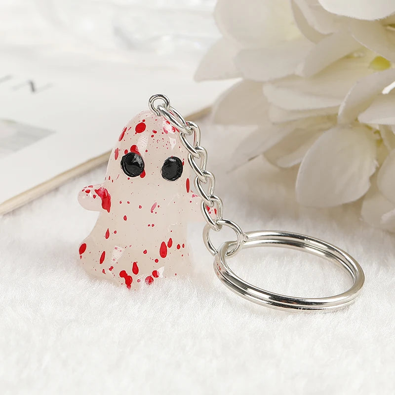 Halloween Glow-in-the-Dark Keychain – Pumpkin, Skull & Ghost Acrylic Keyring for Women