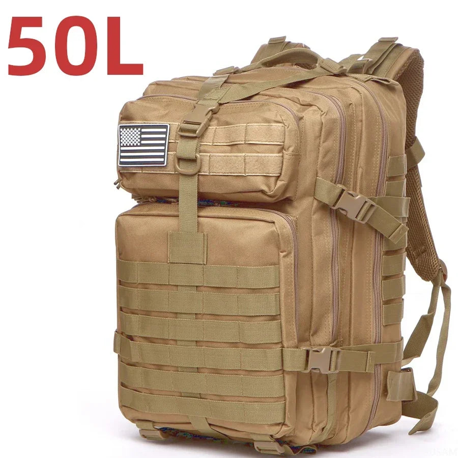 Waterproof Tactical Backpack – 25L/50L Nylon Rucksack for Hunting, Camping, Hiking & Outdoor Survival Gear
